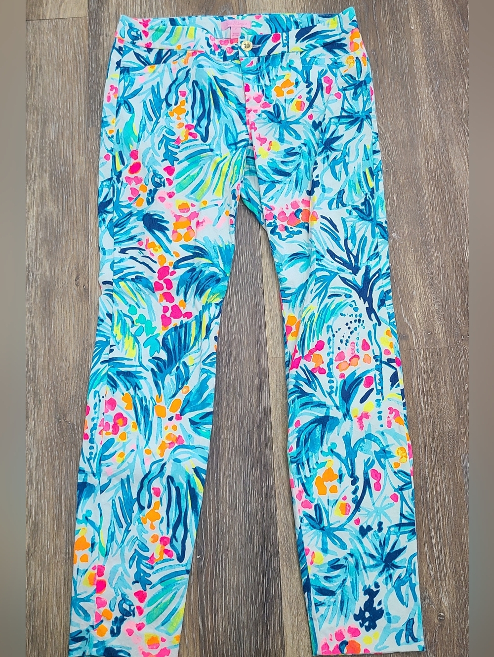 Lilly Pulitzer Kelly Skinny Ankle Tropical Print Cropped Pants Womens Size 2